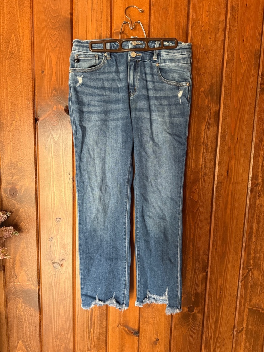 KanCan Medium Blue Distressed Straight Leg Jeans